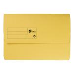 5 Star Office Document Wallet Half Flap 285gsm Recycled Capacity 32mm Foolscap Yellow [Pack 50] 397700