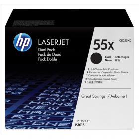 HP 55X Laser Toner Cartridge HY Page Life 12500pp Black Ref CE255XD Pack of 2 397941