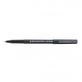 5 Star Office Fibre Tip Pen Medium 0.7mm Tip 0.4mm Line Black [Pack 12] 397956