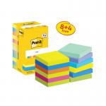 Post-it Notes 76x76mm 90 Sheets Energetic VALUE PACK 8 + 4 FREE (Pack of 12) 654-MX-P8+4 3M06562