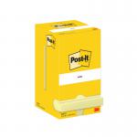 Post-it Notes 76x76mm 100 Sheets Cardboard Packaging Canary Yellow (Pack of 12) 654-CY 3M06567