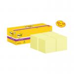 Post-it Super Sticky Notes 76x76mm 90 Sheets Canary Yellow VALUE PACK 12 + 12 FREE (Pack of 24) 654S 3M06578