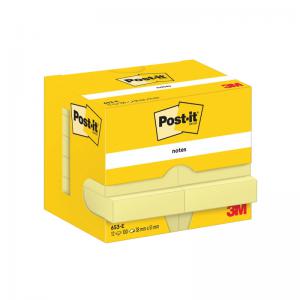 Post-it Notes 38x51mm 100 Sheets Canary Yellow Pack of 12 653-E