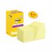 Post-it Super Sticky 76x76mm 90 Sheets Canary Yellow VALUE PACK 8 + 4 FREE (Pack of 12) 654-SSCY-P8+ 3M07264