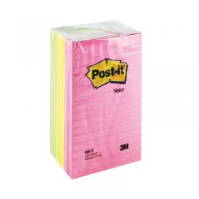 Post-it Notes XXL 101x152mm Lined Neon Assorted (Pack of 6) 660N 3M25551