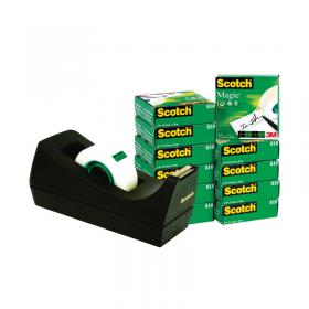 Scotch Magic Tape 810 19mmx33m (Pack of 12) with Free Dispenser SM12 3M25910