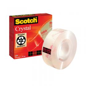 Scotch Crystal Tape Multipurpose 19mmx33m Clear Glossy 600 3M26192