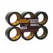 This image shows a pack of 6 low noise 48mmx66m brown Scotch packaging tapes. The packaging tape has the iconic Scotch logo and is neatly placed beside each other. The tapes are neatly rolled and secured with a clear plastic cover, ensuring they remain clean and ready to use. The tapes are compact and perfect for storage.