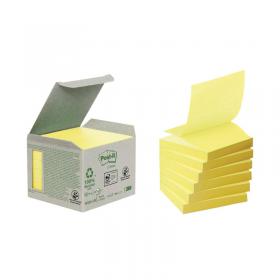 Post-It Recycled Z-Notes 76x76mm Canary Yellow Pack of 6 R330-1B 3M27405