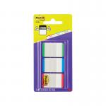 The photo shows a pack of 66 Post-it Index Tabs and Page Markers in red, green, and blue colors. The tabs and markers feature strong and colorful tips for easy organization and identification of important documents. Perfect for keeping track of pages and notes in books, folders, and binders.