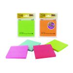 Post-It Assorted Neon/Ultra Super Sticky Notes 4X4 90 Sheets 70005115673 3M46855