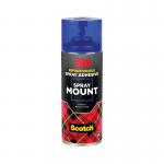 This image shows a can of 3M Spray Adhesive SprayMount. The can is transparent with a label reading Repositioning Adhesive. The can is 200ml in size and the label also displays the 3M logo. The can has a spray nozzle at the top and is shown on a white background.