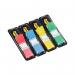 The picture shows a pack of 140 Post-it Index Taps and Page Markers in small size, measuring 12mm each. The colors are standard and include a variety of hues. The pack is neatly organized and labeled with the iconic Post-it logo.