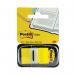 This photo shows a set of 3M Post-it index tabs and page markers, in bright yellow. The tabs are 25mm in size and come with a convenient dispenser. The markers are neatly arranged and ready to help with organization and easy referencing. The clean design and vibrant color make these a practical and eye-catching addition to any workspace.