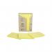 An image of a pack of Post-it & Re-Move Products, including recycled notes in a bright canary yellow color. The 76x127mm notes come in a pack of 16, with 100 sheets each. The packaging is made of cardboard.