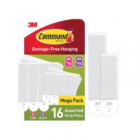 Command Picture Hanging Strips 8 Pairs Medium + 8 Pairs Large White (Pack of 16) 7100349289 3M80634