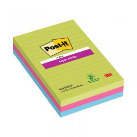 Post-it Notes Super Sticky 101x152mm Lined Ultra (Pack of 3) 660-3SSUC 3M81332