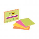 The photo features a pack of four Post-it Extra Sticky Notes, each measuring 200x149mm, in vibrant neon colors. These notes are from the Super Sticky Meeting collection and are perfect for keeping important reminders and ideas visible and organized.
