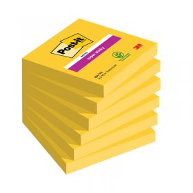 Post-it Notes Super Sticky 76x76mm Ultra Yellow 90 Sheets (Pack of 6) 654-S6 3M93191