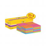 Post-it Super Sticky 76x76mm Assorted VALUE PACK 21 + 3 FREE Pads (Pack of 24) 654-SS-VP24COL-EU 3M98406