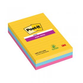 Post-it Super Sticky XXL Notes 101x152mm Lined Rio (Pack of 3) 4690-SS3RIO 3M99884