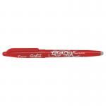 The image shows a pack of 12 Pilot Rollerball Pens, specifically the Pilot FriXion Rollerball Pen. Each pen has a medium 0.7mm tip and produces a 0.35mm line in red. These pens are equipped with an eraser rewriter, allowing for easy and clean corrections.