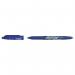 The photo shows a pack of 12 Pilot Rollerball Pens in blue color. Each pen has a medium 0.7mm tip and a 0.35mm line for precise writing. The pens are equipped with a Pilot FriXion Rball Pen Eraser and Rewriter for easy corrections.