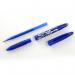 The image shows a pack of 12 blue Pilot Rollerball Pens with FriXion technology. Each pen has a medium 0.7mm tip and a 0.35mm line for precise writing. The pens also feature a built-in eraser and rewriter function, making corrections and edits easy. The design is sleek and modern, perfect for any writing task.