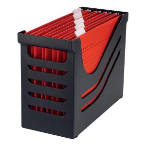 Image of Jalema Resolution File Box with 5 Suspension Files A4 BlackRed Ref