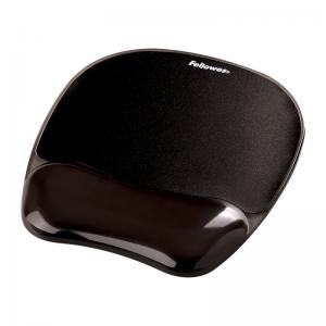 Fellowes Crystal Mouse Mat Pad with Wrist Rest Gel Black Ref 9112101