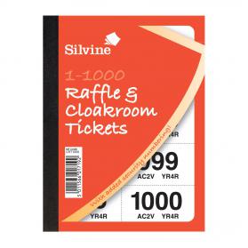 Cloakroom or Raffle Tickets Numbered 1-1000 Assorted Colours Pack of 6 4016821