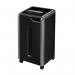 The image shows a large Fellowes Powershred 325Ci shredder designed for office use. It has a powerful cross cut mechanism, rated P-4 for security. The shiny machine has a sleek look with the Fellowes logo on the front.