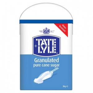 Tate & Lyle Pure Cane Sugar White Granulated Tub with Handle 3kg