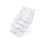 Literature Display Holder Multi Tier for Wall or Desktop 4 x A5 Pockets Clear 4019521