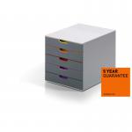 Durable Varicolor Plastic Desktop Drawer Set Stackable 5 Drawers A4 Ref 760527 4019634