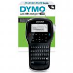 The photograph shows a sleek and compact Newell Brands Dymo LabelManager 280 Label Maker with easy-to-use QWERTY one touch smart keys. The label maker features a modern design and includes the necessary supplies for creating professional and organized labels.