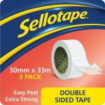 Sellotape Double Sided Tape 50mm x 33m [Pack 3] 4020912