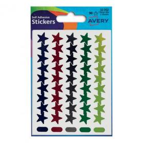 Avery Packet of Labels Star Shaped 14mm Assorted Ref 32-352 90 Labels 403366