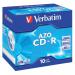 Verbatim CD-R Recordable Disk Write-once Cased 52x Speed 80 Min 700Mb Ref 43327 [Pack 10] 4037726