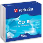 Verbatim CD-R Recordable Disk Slim Cased Write-once 52x Speed 80 Min 700Mb Ref 43415 [Pack 10] 4037735