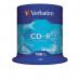 Verbatim CD-R Recordable Disk on Spindle 52x Speed 80min 700Mb Ref 43411 [Pack 100] 4037757