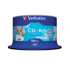 Verbatim CD-R Recordable Disk Inkjet Printable on Spindle 52x Speed