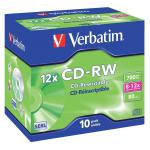 Verbatim CD-RW Rewritable Disk Cased 8x-12x Speed 80min 700Mb Ref 43148 [Pack 10] 4037774