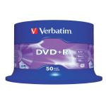 Verbatim DVD+R Recordable Disk Write-once Spindle 16x Speed 120min 4.7Gb Ref 43550 [Pack 50] 4037788