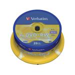 Verbatim DVD+RW Rewritable Disk Spindle 1x-4x Speed 120min 4.7Gb Ref 43489 [Pack 25] 4037790