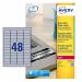 Avery Heavy Duty Labels Laser 48 per Sheet 45.7x21.2mm Silver Ref L6009-20 [960 Labels] 4039066