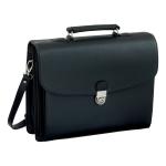 Alassio Forte Briefcase with Shoulder Strap 5 Document Sections Leather-look Black Ref 92011 4040386