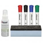 Rexel Whiteboard Cleaning Kit 4 Asst Dry-Erase MarkersFoam EraserSpray Cleaning Fluid Ref 1903798 4041051