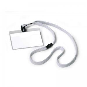 Durable Visitor Name Badges with Textile Lanyard with Safety Closure