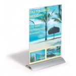 Durable Presenter Sign and Literature Holder Desktop Acrylic with Metal Base A4 Clear Ref 858919 4042884